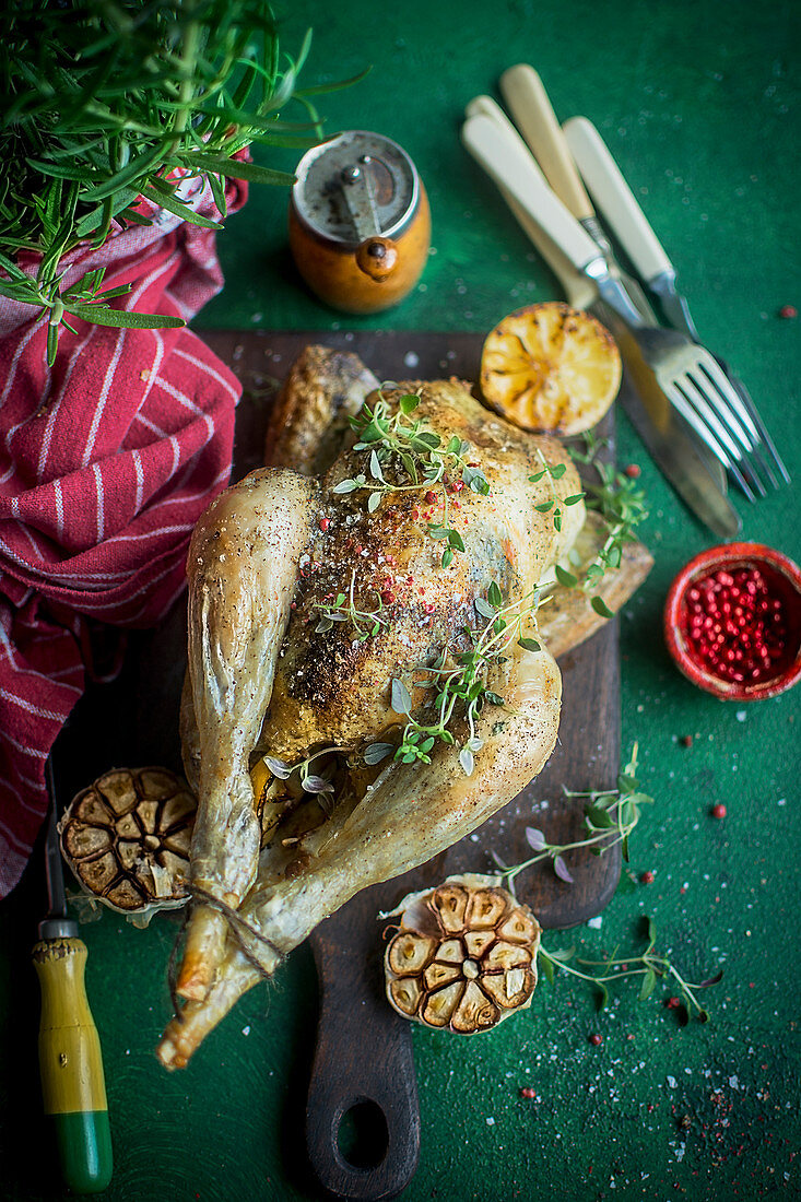 Roasted whole chicken