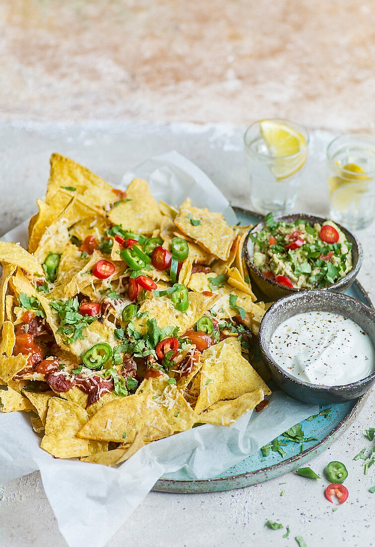 Nachos mit Guacamole und Joghurt (Mexiko)