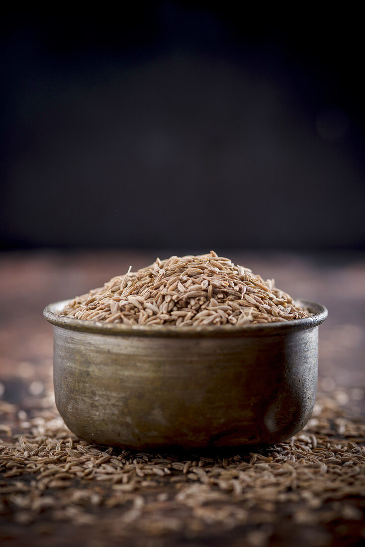 Cumin Seeds in a Metal bowl