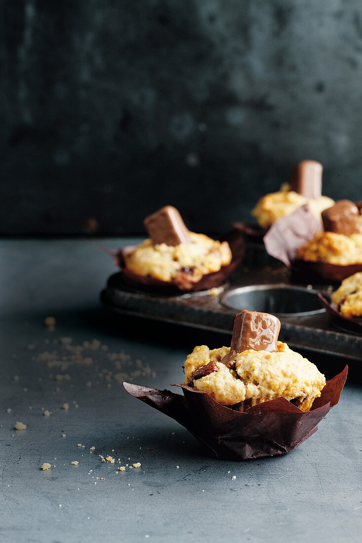 Chocolate caramel tim tam mini muffins