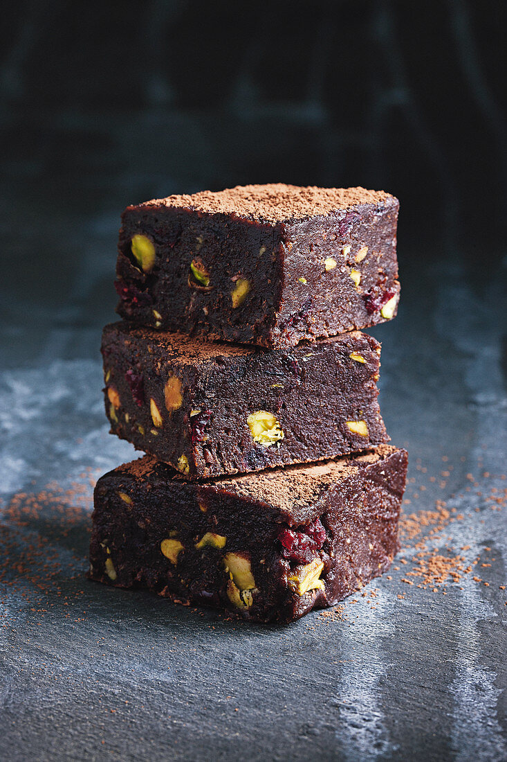 Fudgy choc-orange pistachio bars