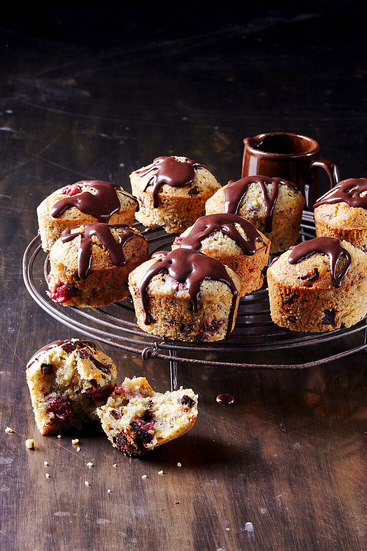 Cherry, chocolate and pistachio friands