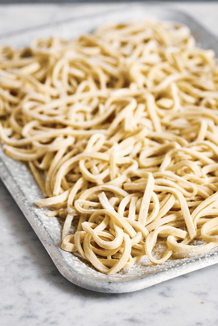 Strips of Oriental noodle dough
