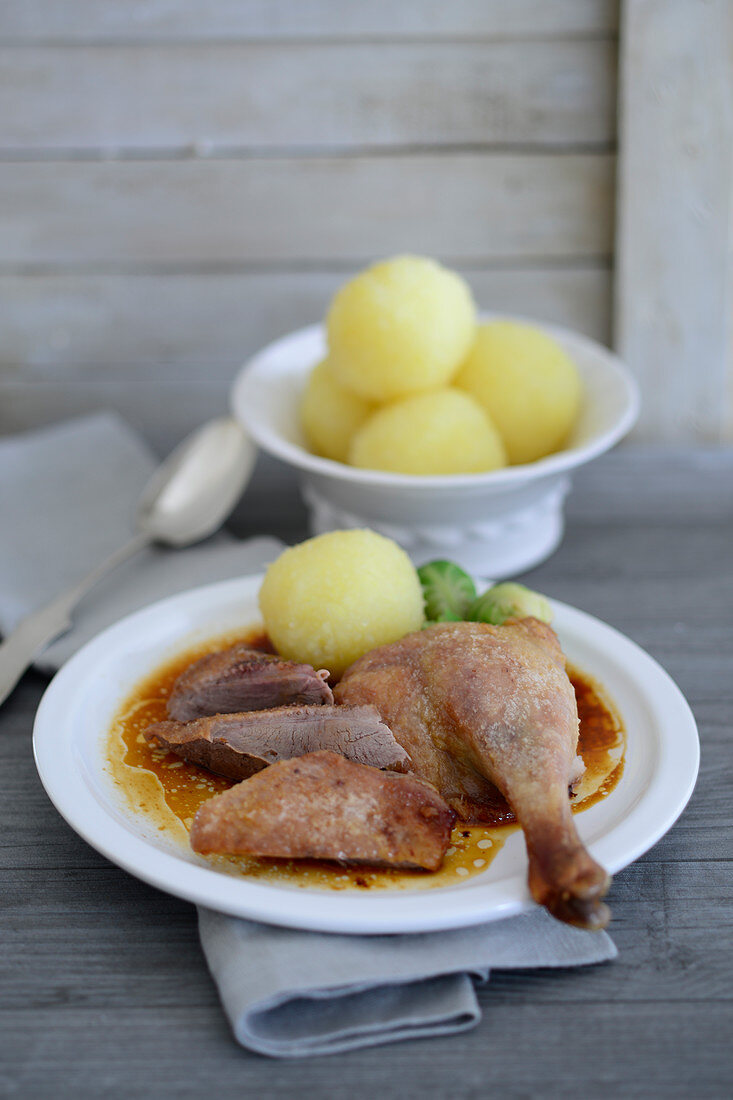 Roast goose with potato dumplings