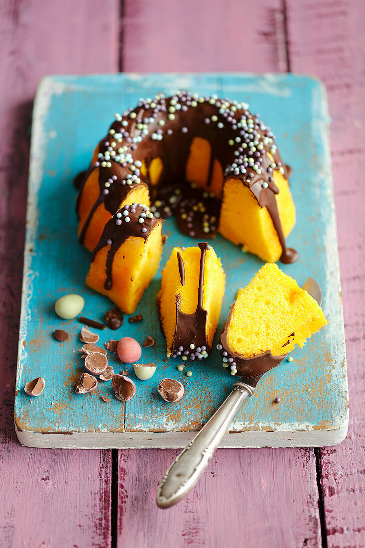 Tangerine baba with chocolate