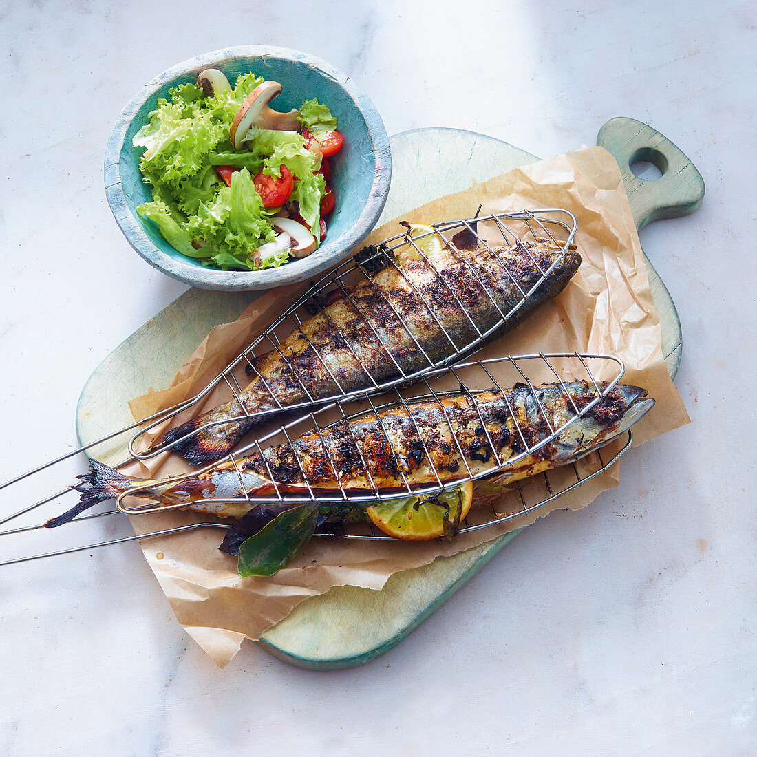 Grilled trout and mackerel