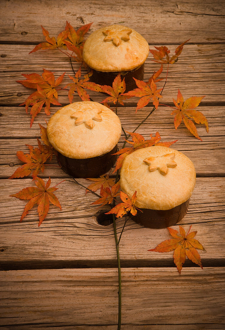 Chicken Pot Pies on table