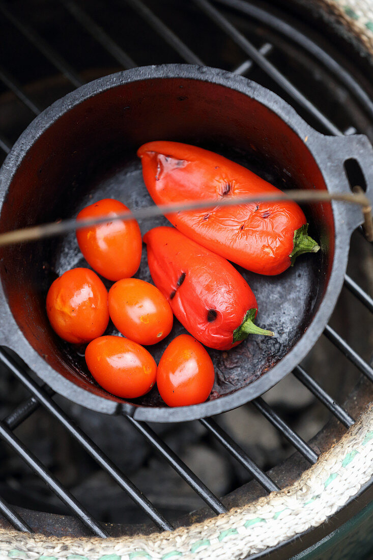 Grilled peppers and tomatoes