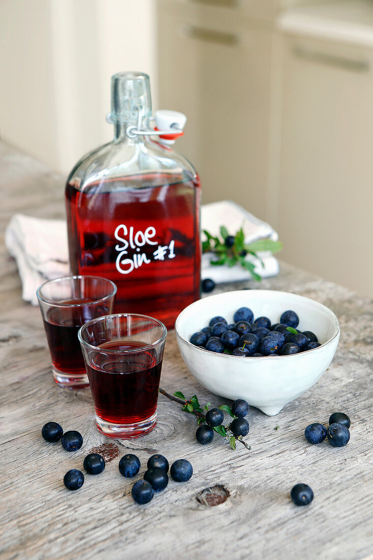 Homemade Gin with sloes