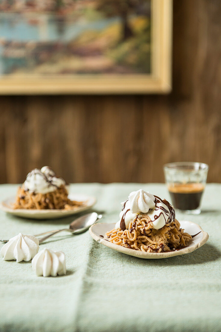 Chestnut purée with whipped cream