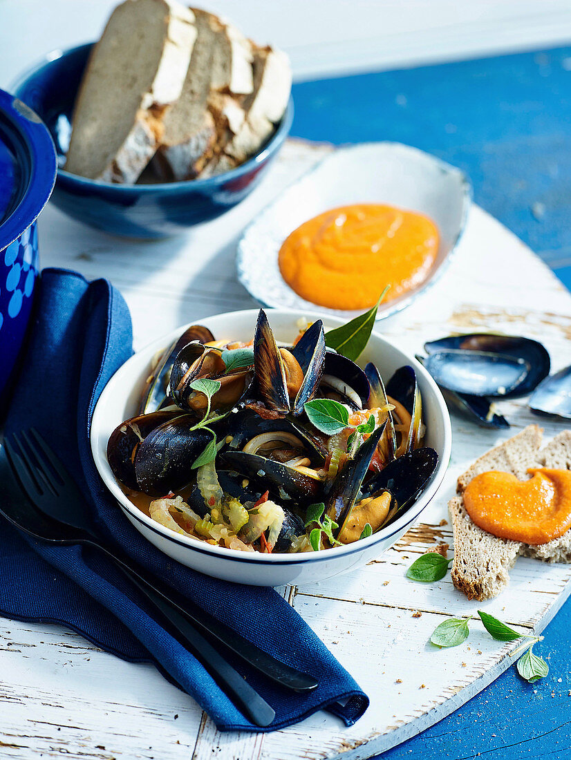 Provencal mussles with rouille