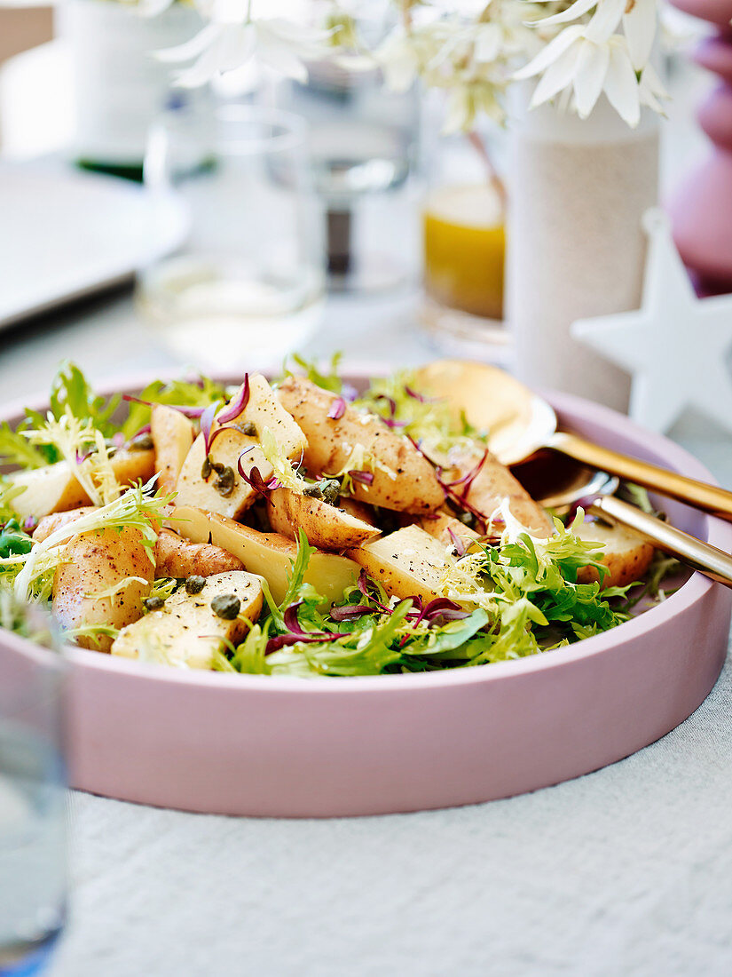 Potato salad with bitter Greens & Anchovy Dressing