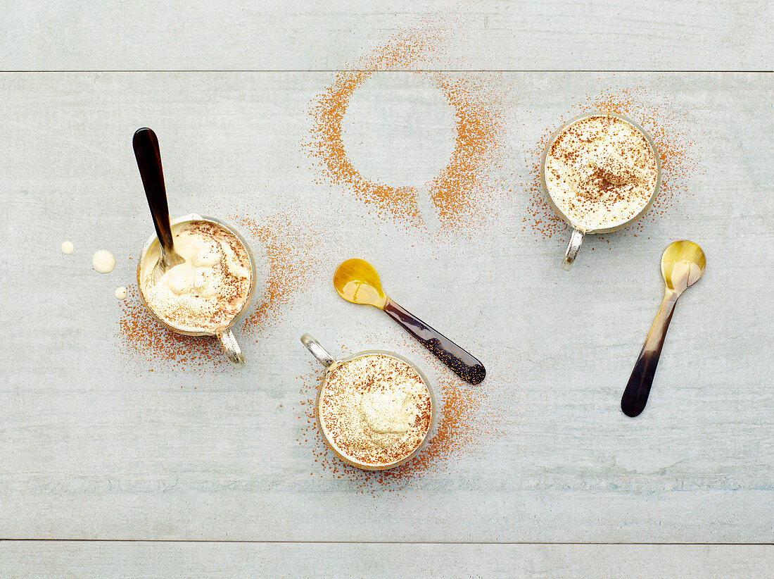 Cappuccino desserts served in glasses