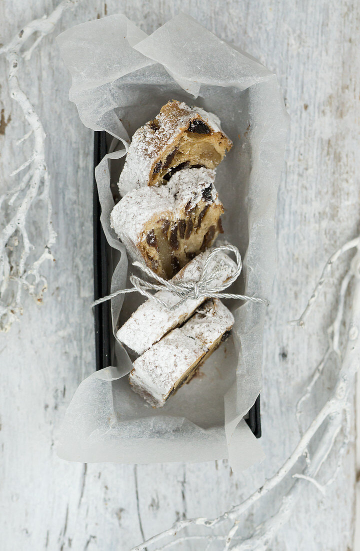 Stollen cake in a box