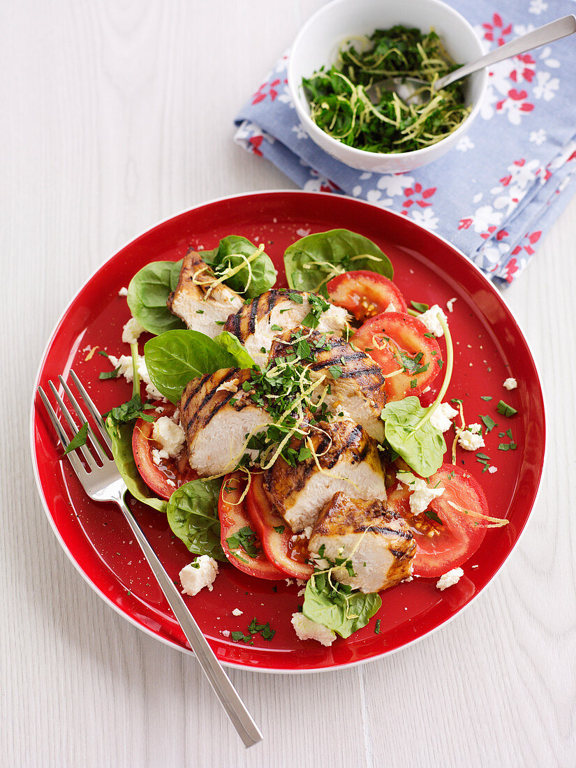 Garlic chicken with feta and parsley gremolata