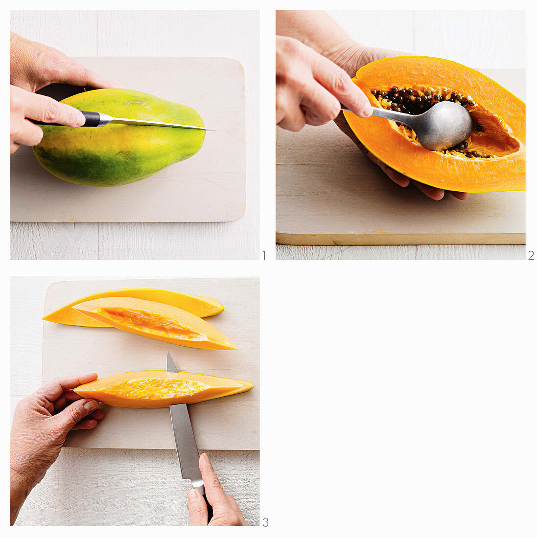 Preparing a papaya