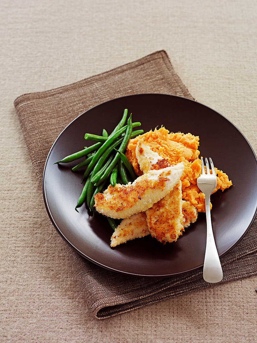 Parmesan crusted chicken with kumara mash