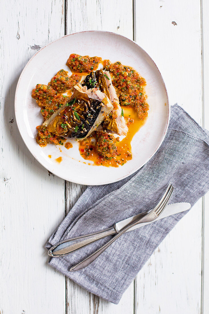 Makrelensteaks mit Raw-Blumenkohl-Bulgur (Glyx)