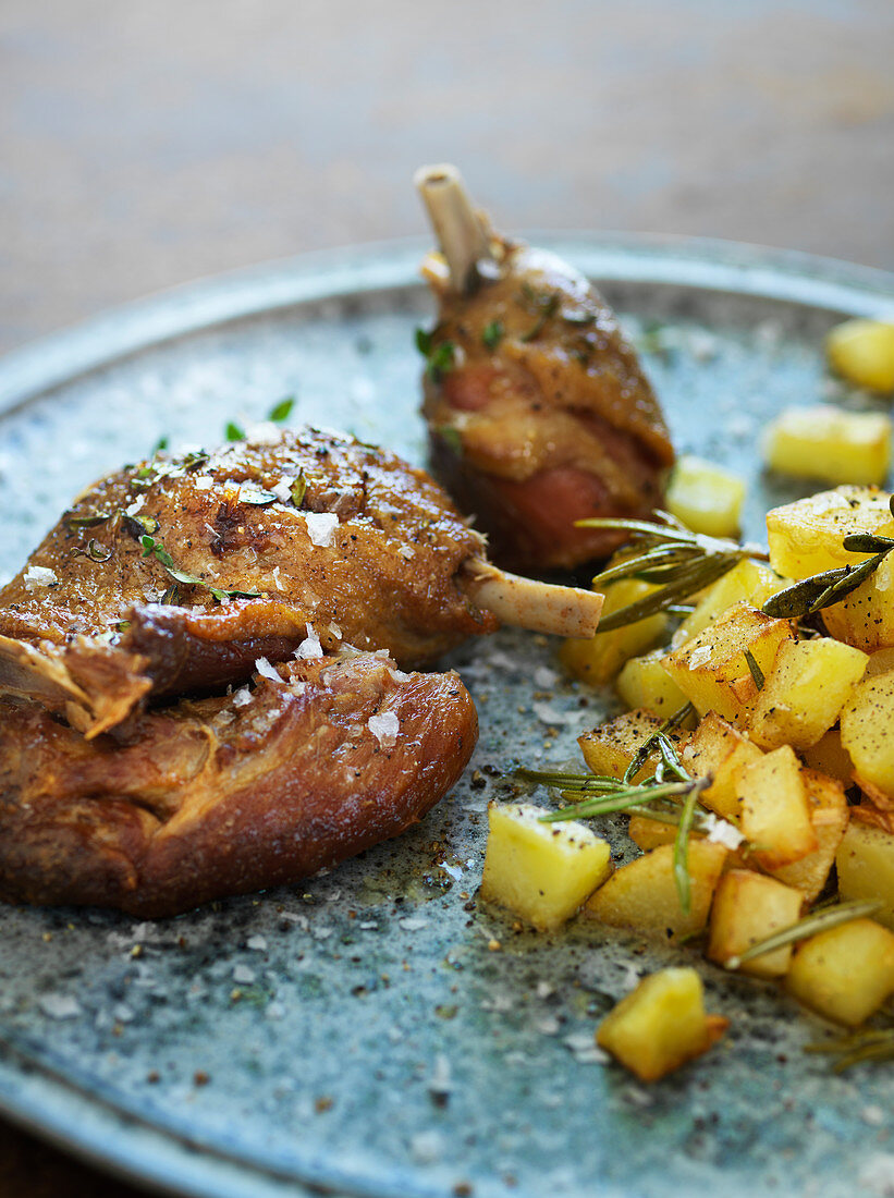Duck confit with roasted potatoes and rosemary