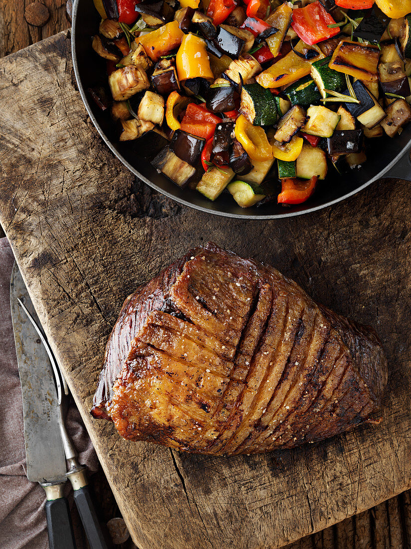 Culotte steak with ratatouille