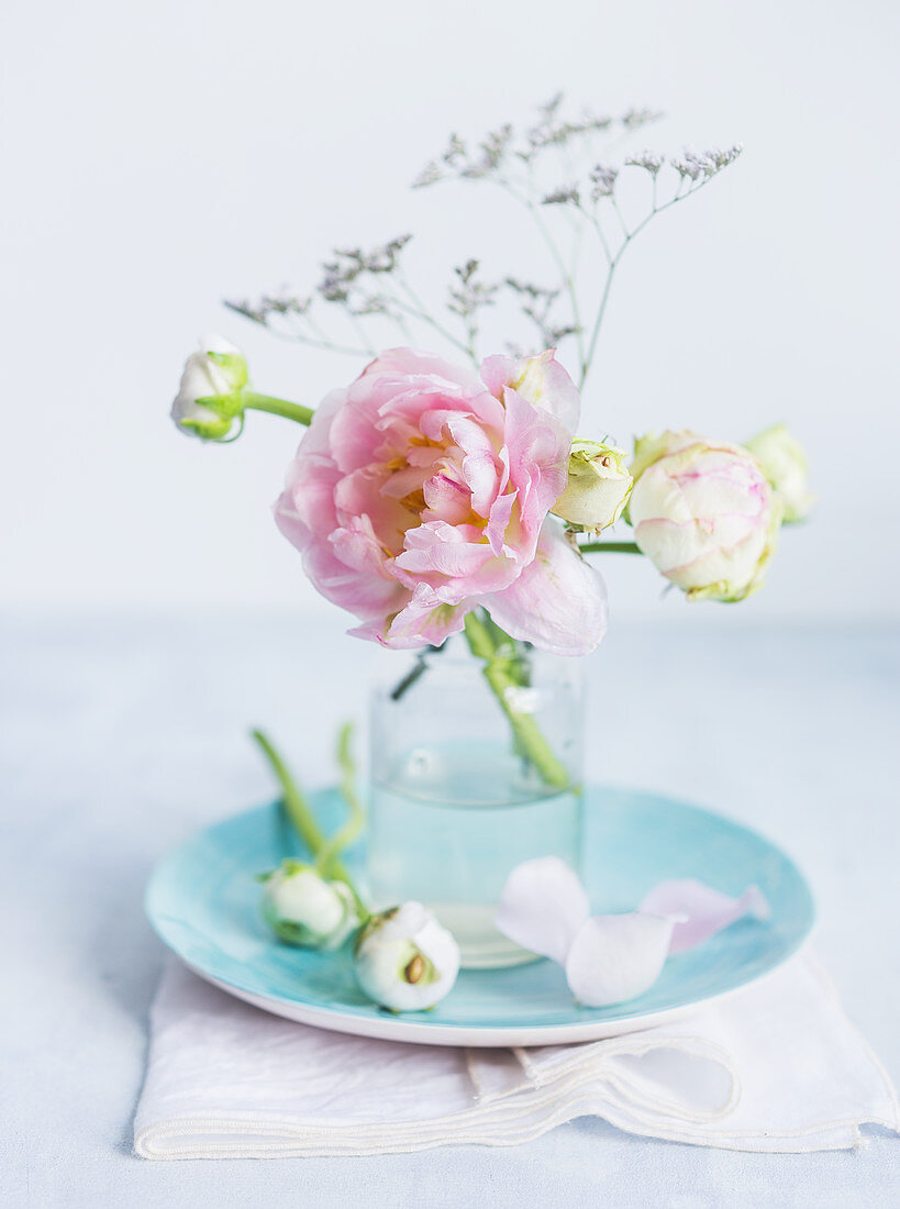 Posy of ranunculus and tulip