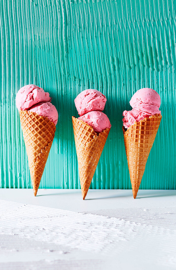No-churn strawberry and basil ice cream
