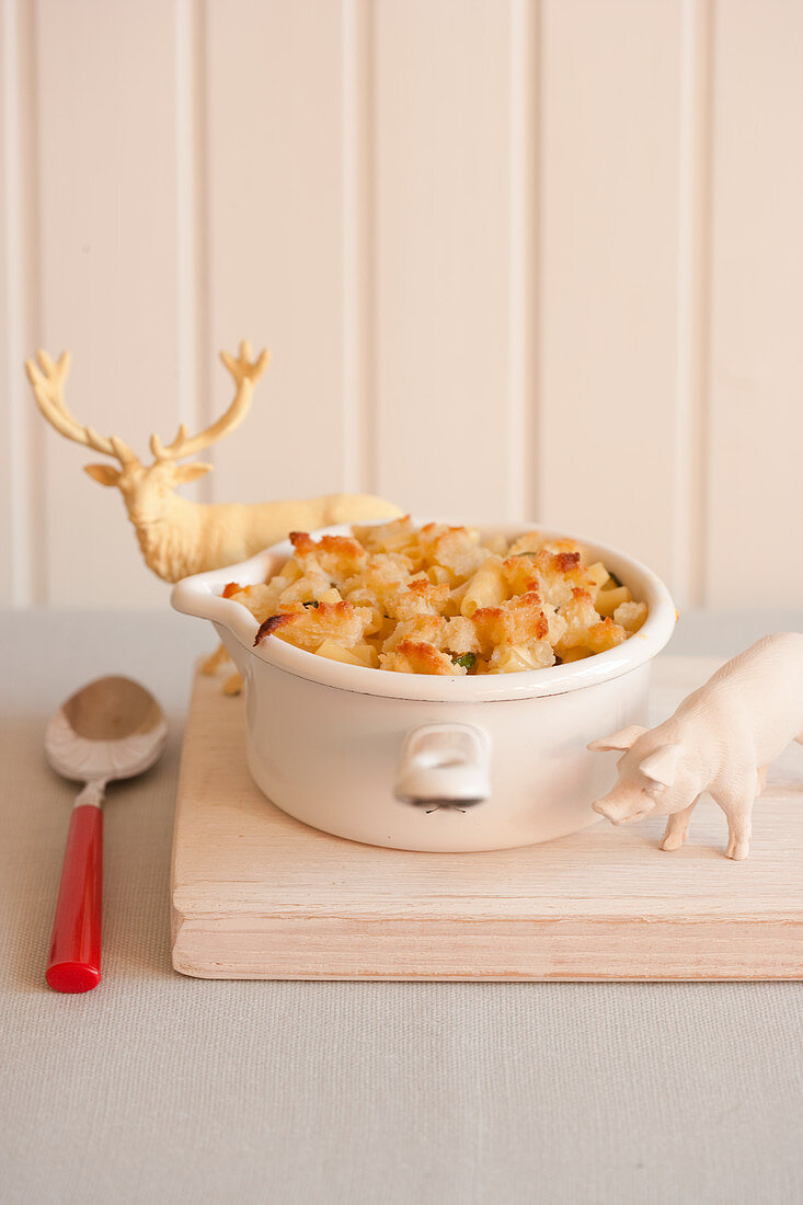 Animals with Mac and Cheese with Crumbles Squash