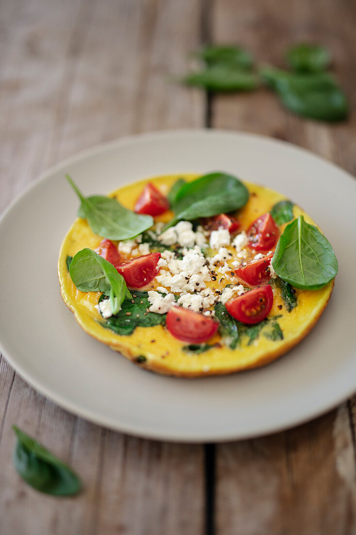 Frittata mit Spinat, Tomaten und Feta