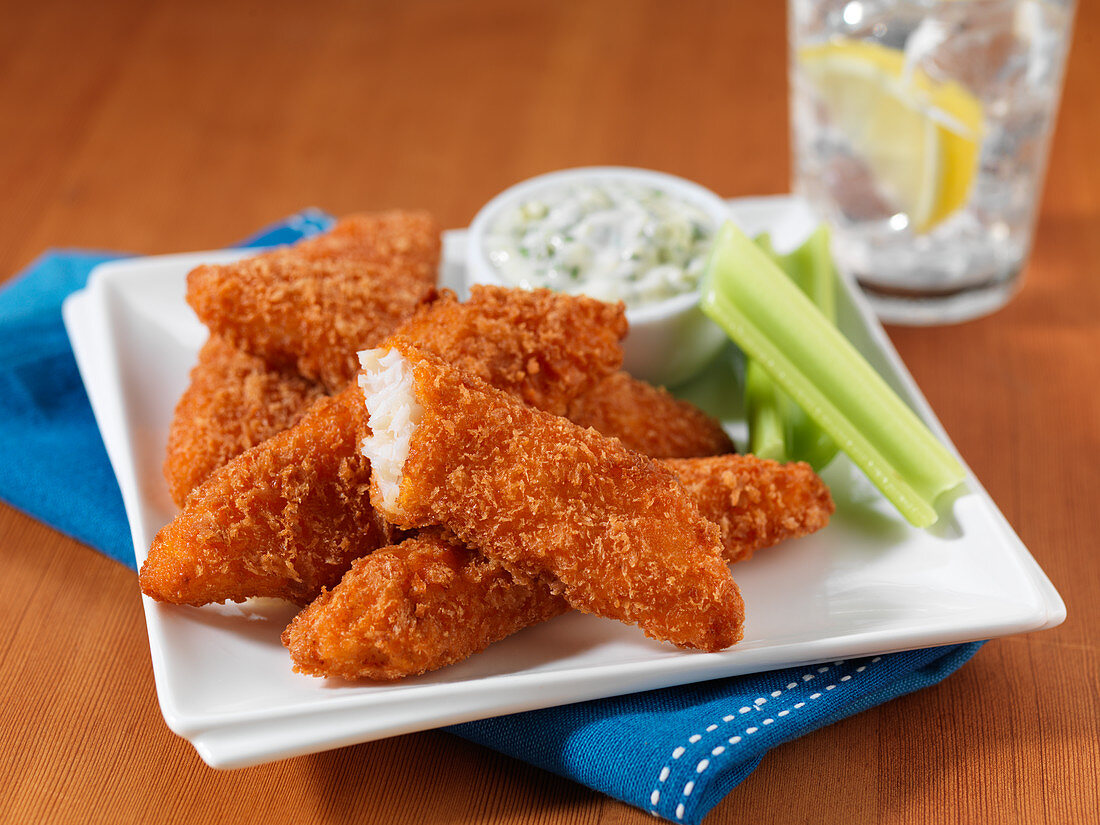 Buffalo chicken fillets with panko bread crumbs