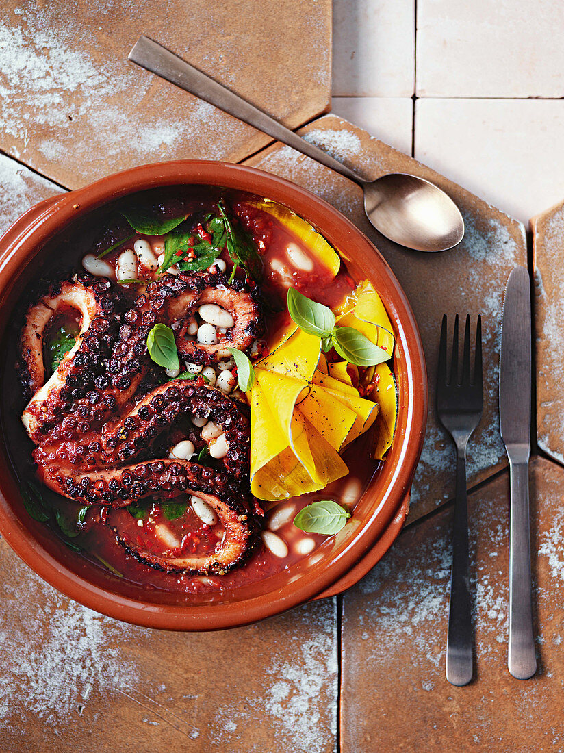 Octopus and bean stew