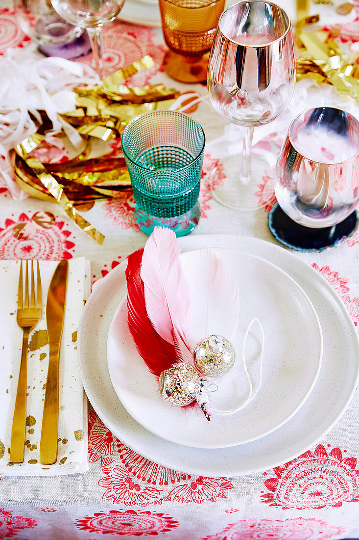 A table laid for Christmas