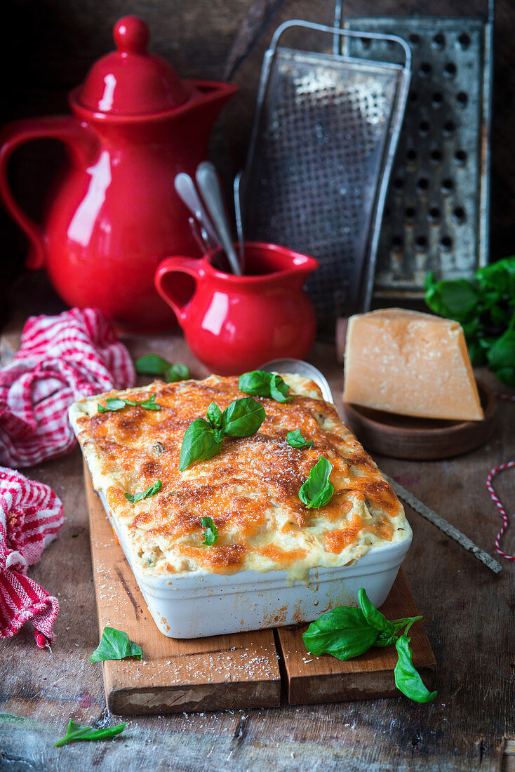 Lasagne mit Hähnchen und Käse