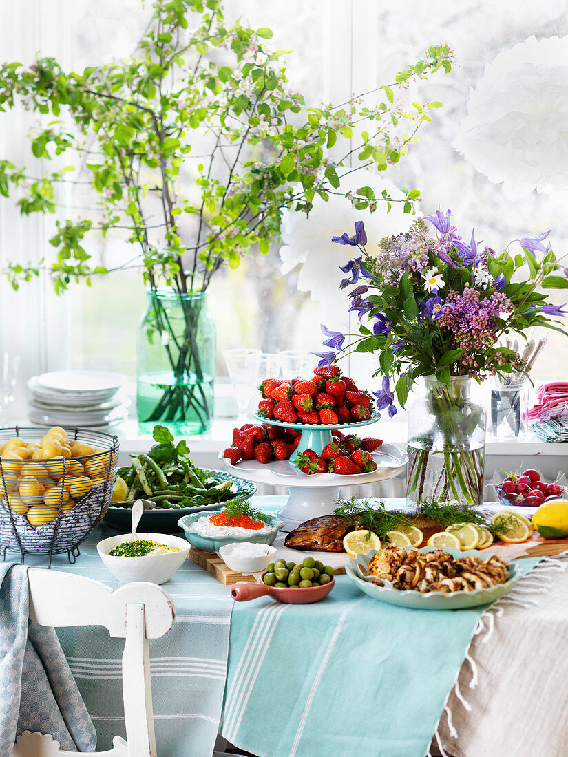 A summer party buffet