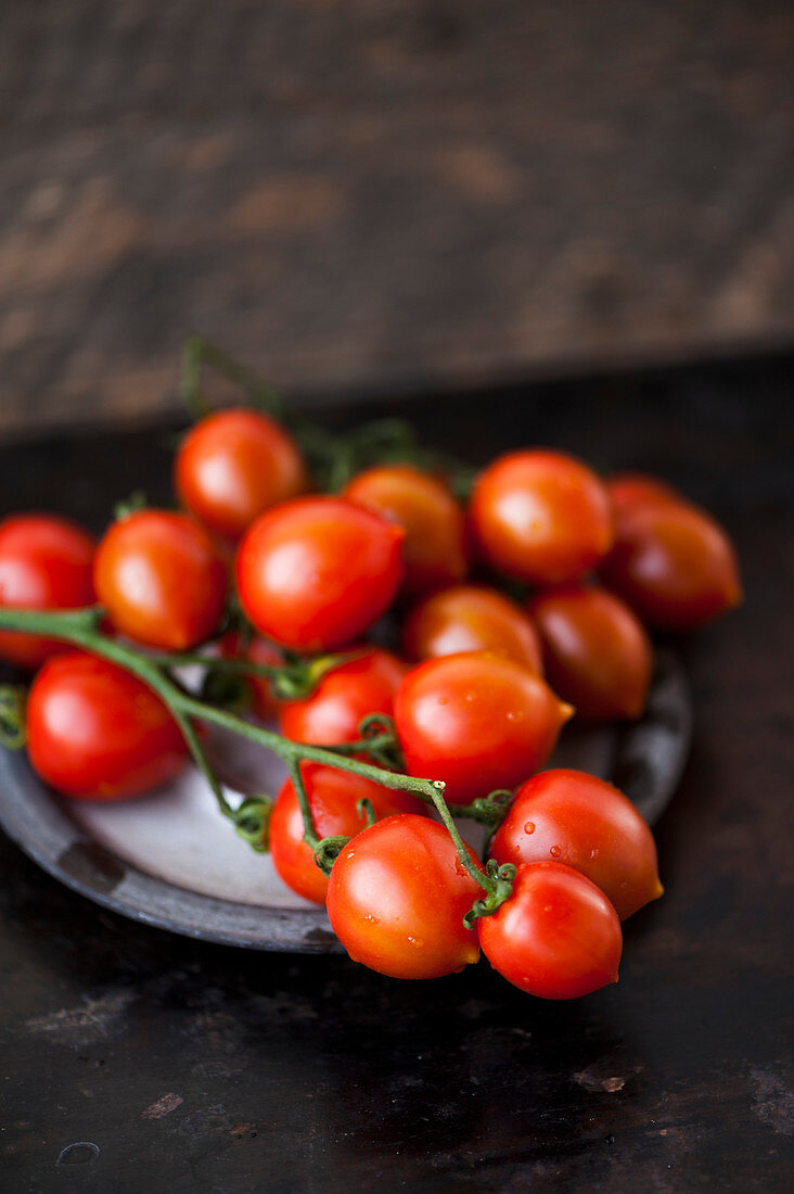Fresh cherry tomatoes on a dish