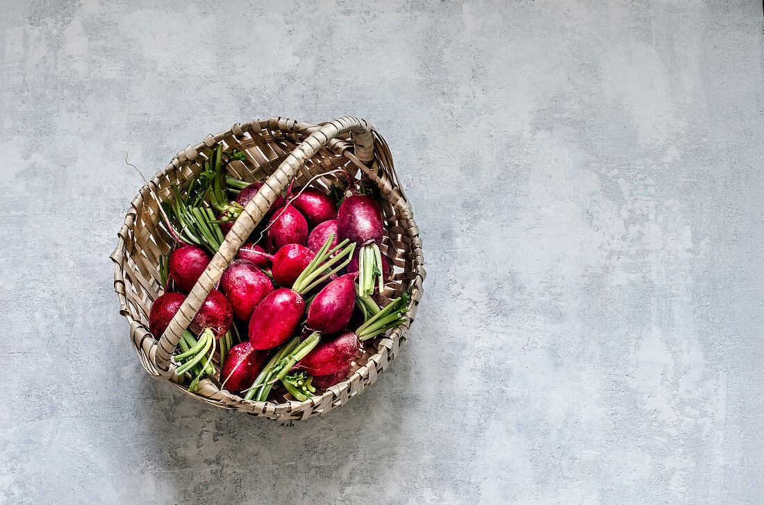 Radishes in a basket