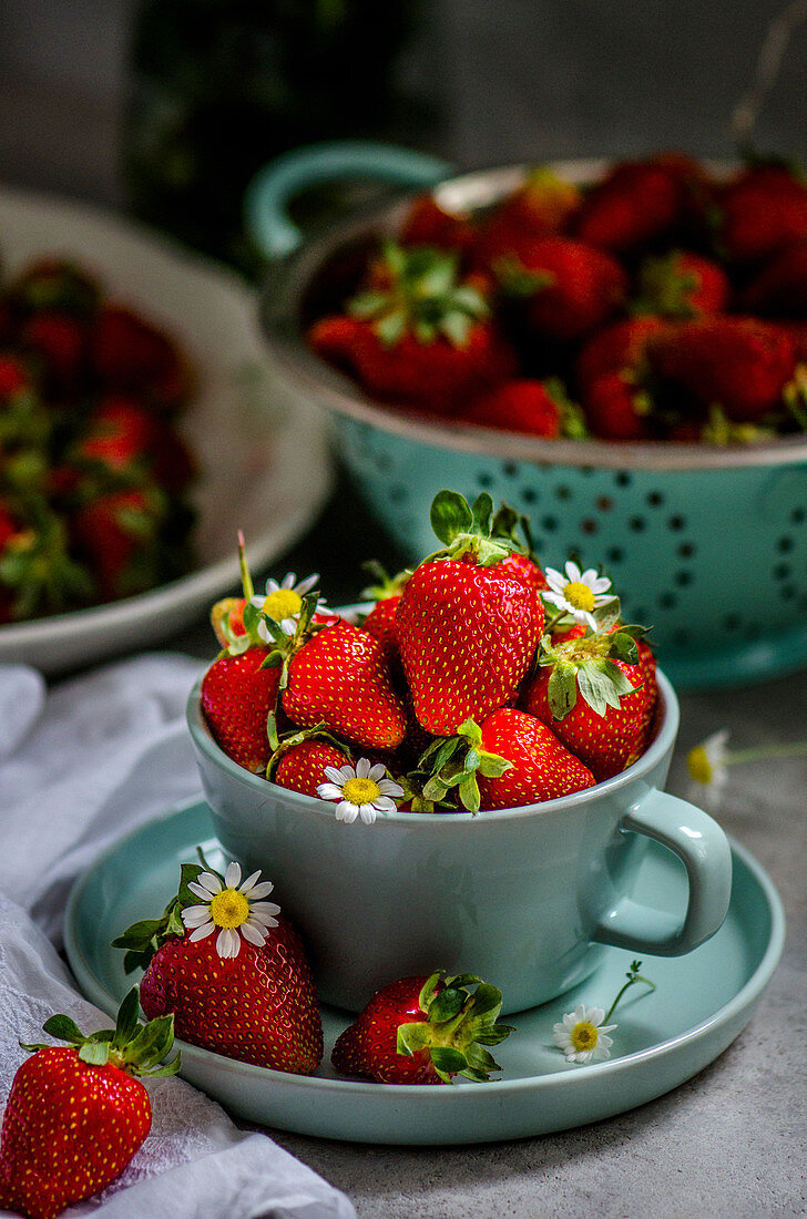 Fresh strawberries in a cup