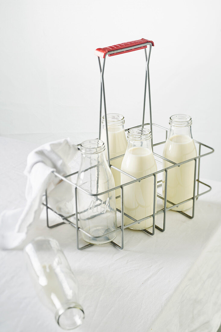 Milk in a rack