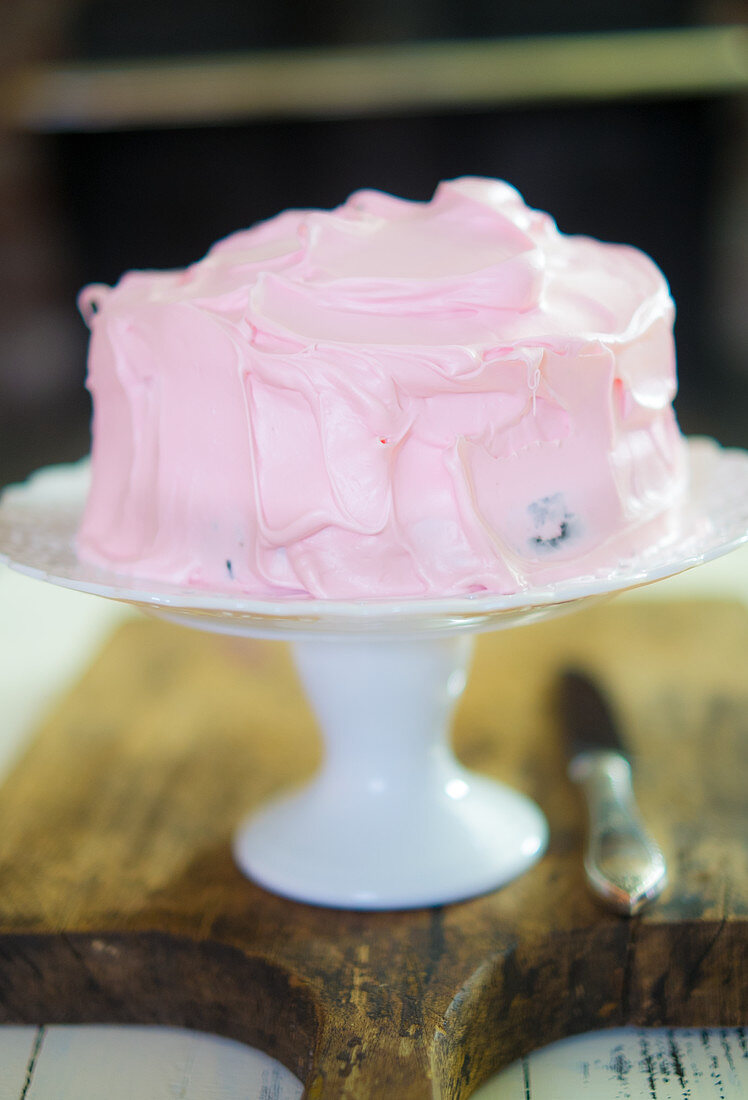 Chocolate Cake with pink frosting