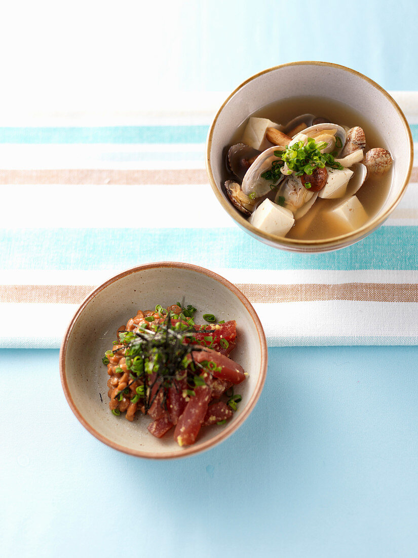 Tuna Salad and Deonjang Soup (Korea)