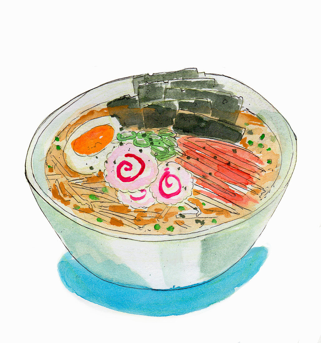 Ramen with egg (illustration)