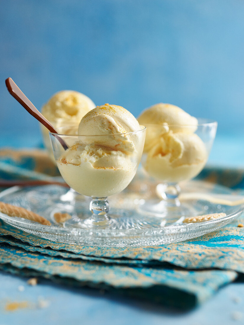 Orange butter sorbet with orange dust