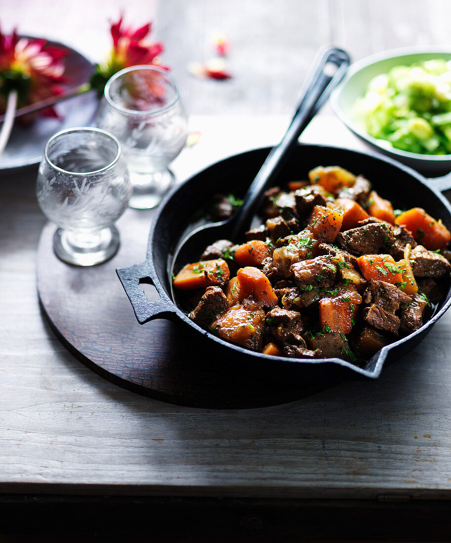 Daube de boeuf (beef stew, France) with carrots