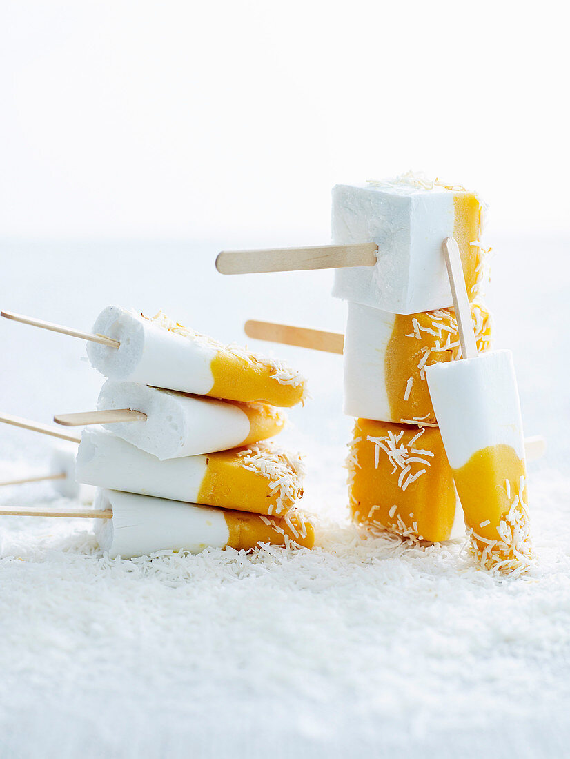 Sugar-Free Coconut and Mango Popsicles