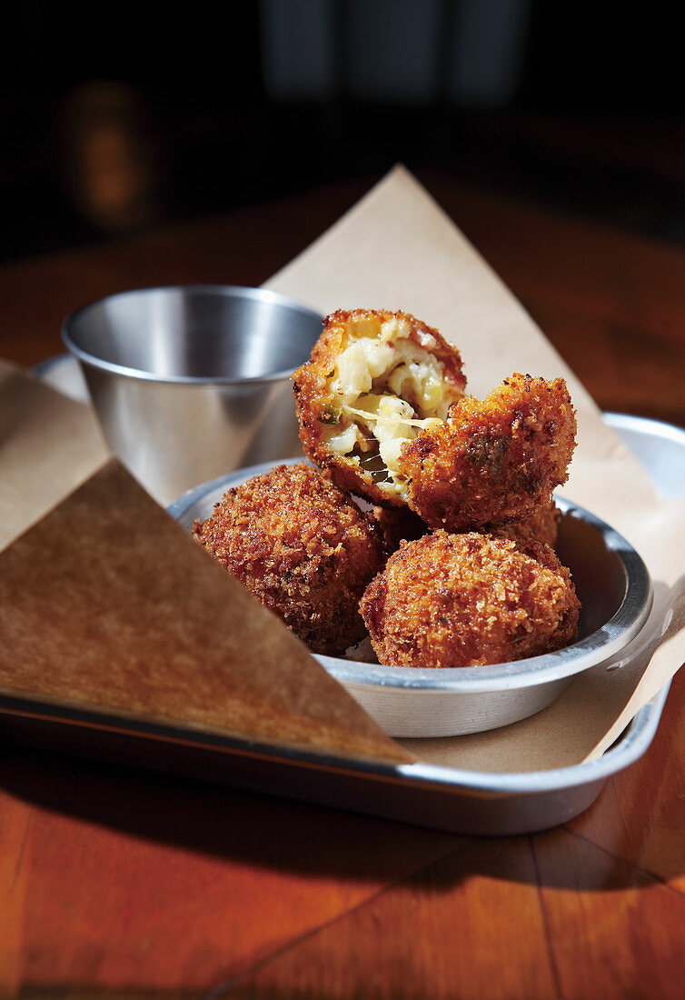 Fried cheese balls with jalapeno and bacon