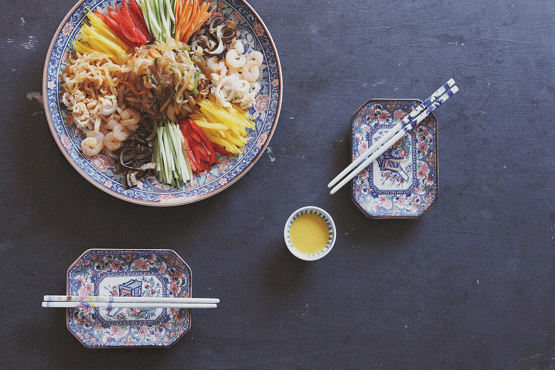 Yang Jang Pi (Korean Noodles With Vegetables And Seafood)