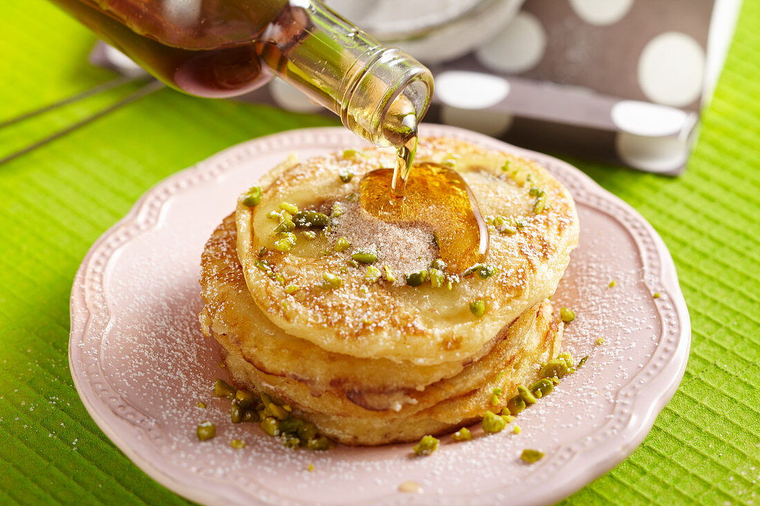 Banana pancakes with maple syrup