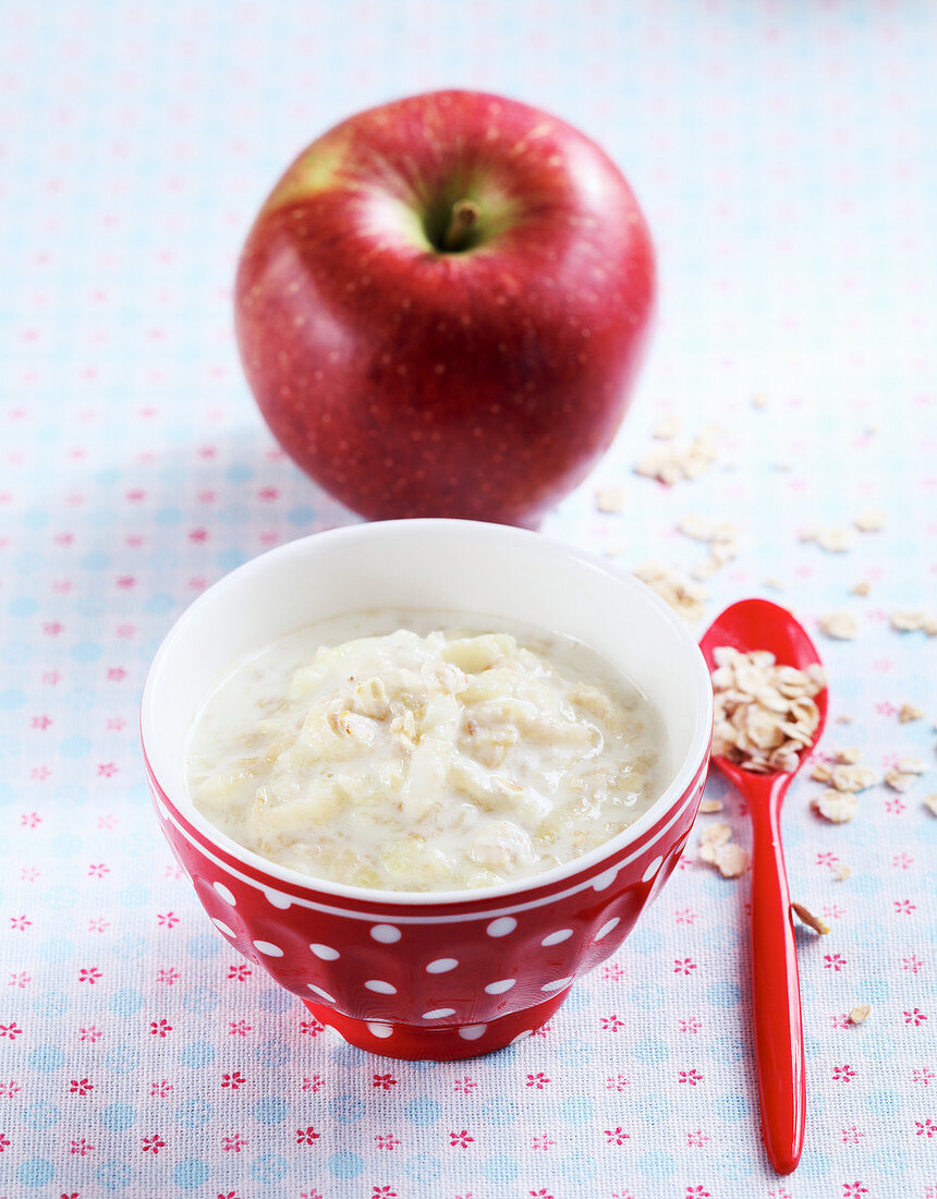 Baby food made with oats and apple