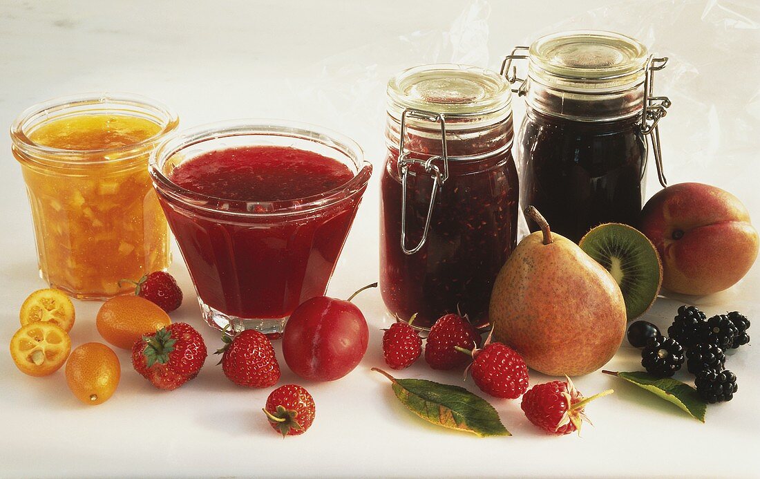 Four Assorted Jams in Glass Jars