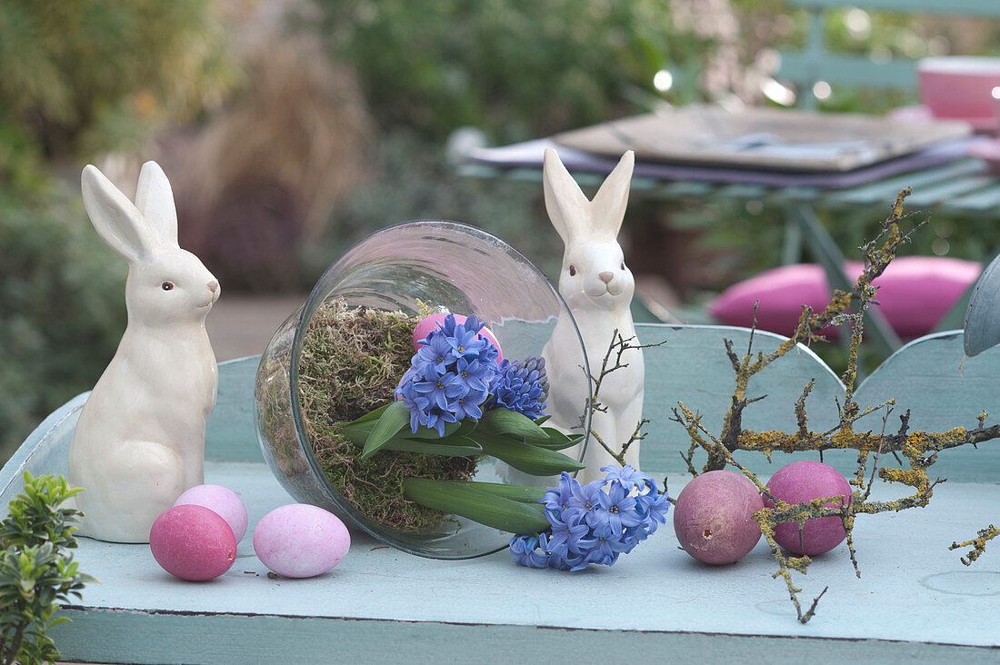 Unusual Easter Decoration With Hyacinth In The Glass
