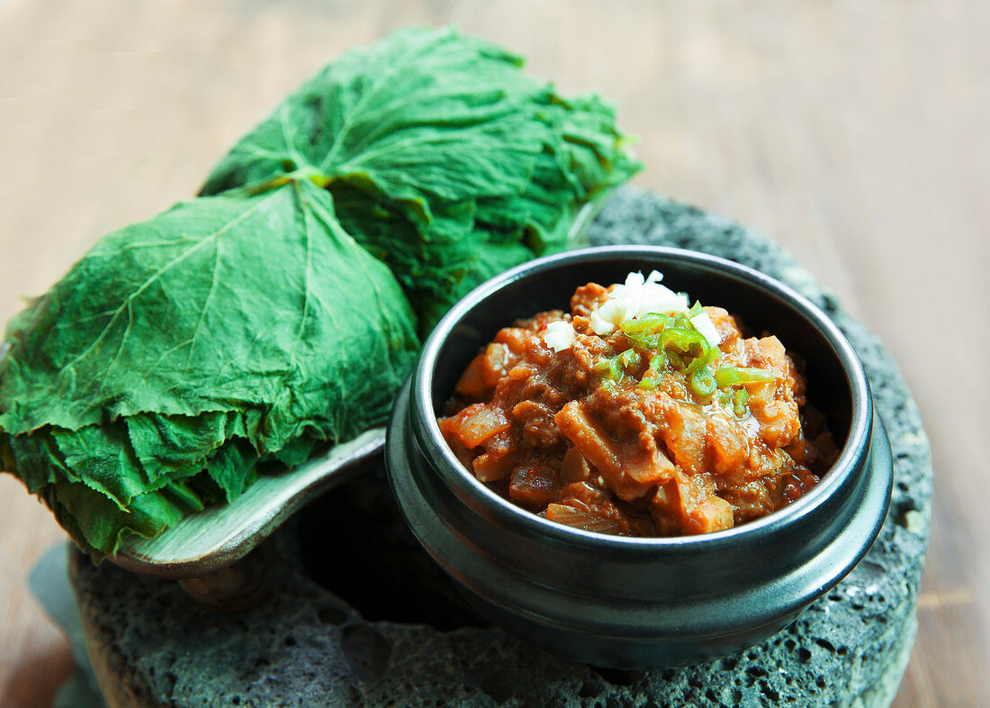 Gangdoenjang (Korean soybean paste with pumpkin leaves)